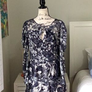 Marchesa notte sz 10 black and white floral dress